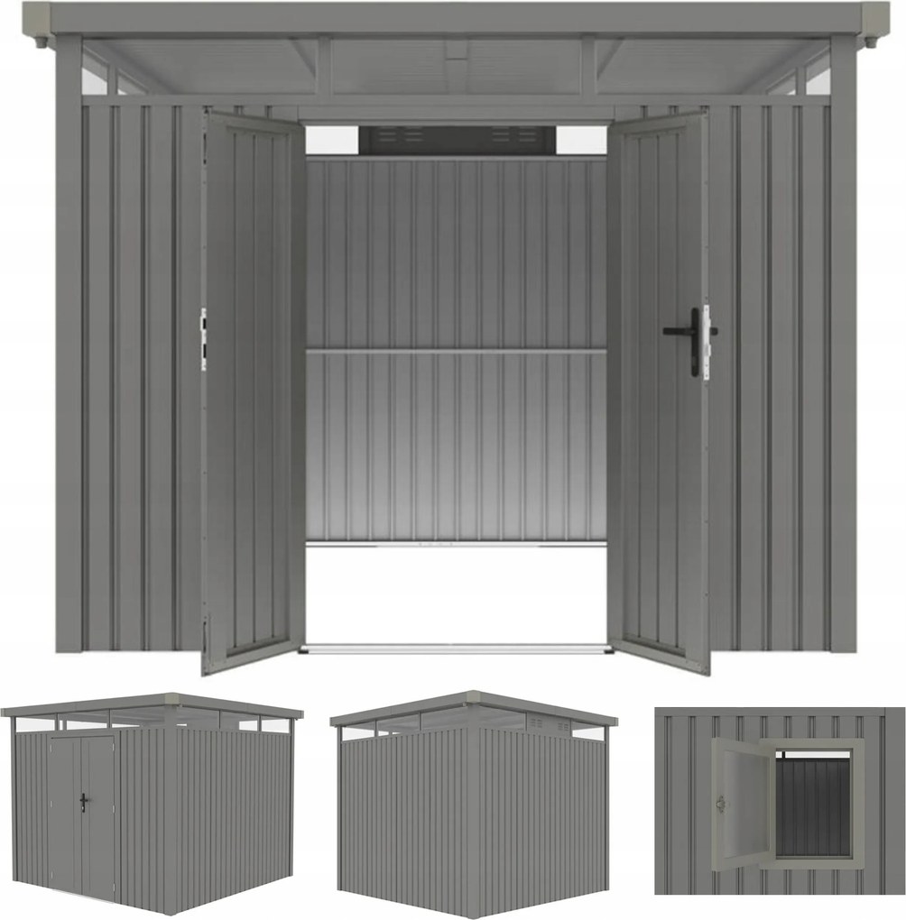 Záhradný domček na náradie z ocele Ottawa Szopa 294x294 cm, sivý, silný