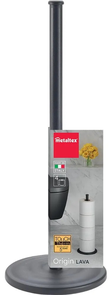 Matne čierny oceľový stojan na toaletný papier Lava – Metaltex