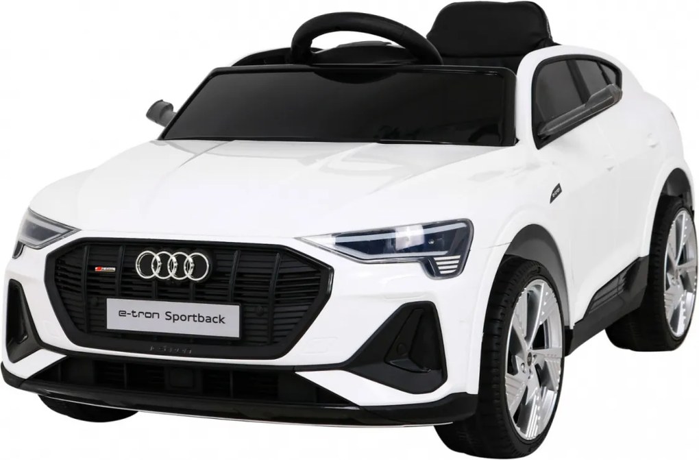 Ramiz Audi E-Tron Sportback pre deti Biela + Pilot + pohon 4x4 + pomalý štart + rádio MP3 + LED