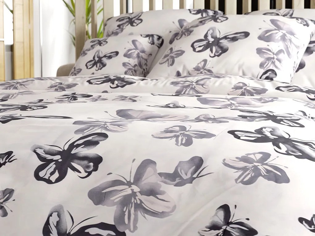 Obliečky z mikrovlákna BLACK BUTTERFLY krémové Rozmer obliečky: 2 ks 70 x 80 cm | 160 x 200 cm