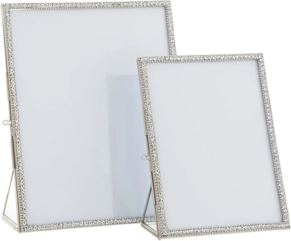 Strieborný kovový fotorámik s kamienkami Jewel - 15*20 cm