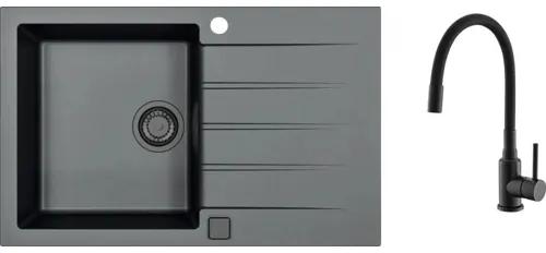 Granitový drez s batériou ALVEUS CADIT 500 x 790 mm čierna SETA23231