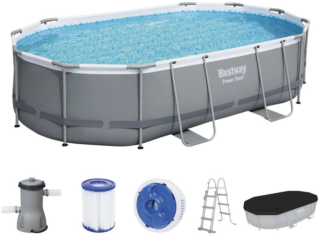 BESTWAY Power Steel Bazénový set 488 x 305 x 107 cm, kartušová filtrácia 56448