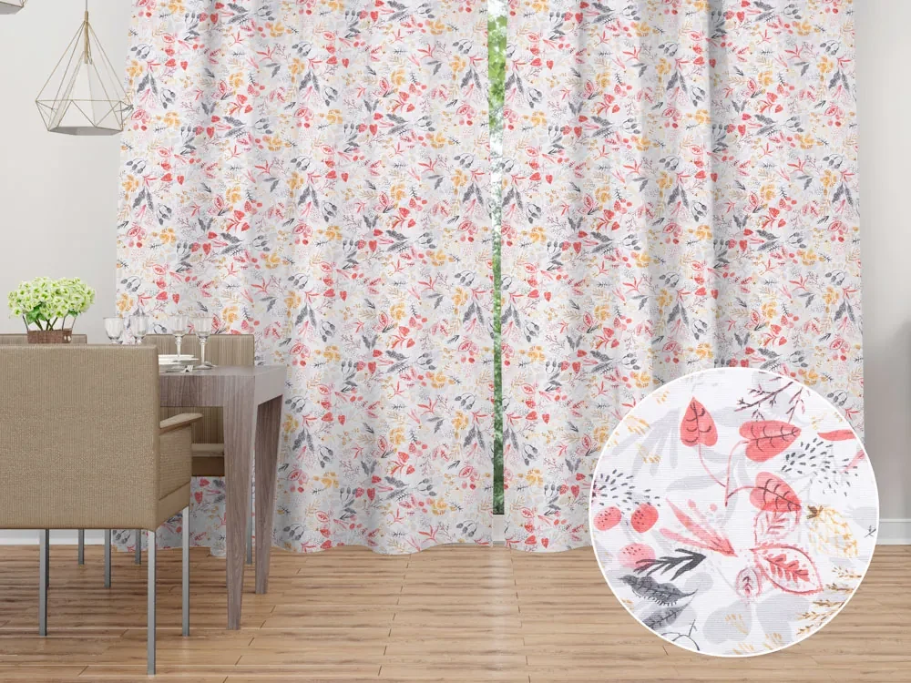 Biante Dekoračný záves Leona LN-126 Červené a žlté lístky 130x220 cm