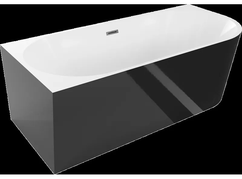 Mexen Mia vaňa voľne stojaca rohová ľavá 160 x 75 cm, biela/čierna, preliv gun metal - 52691607575L-95