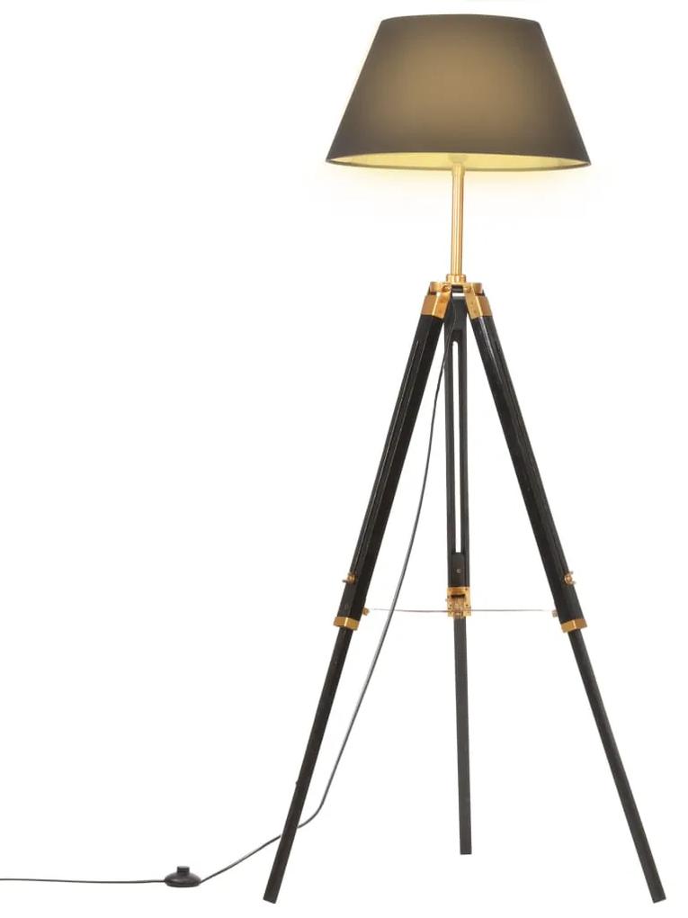 Lampa na statíve čierna a zlatá 141 cm teakový masív