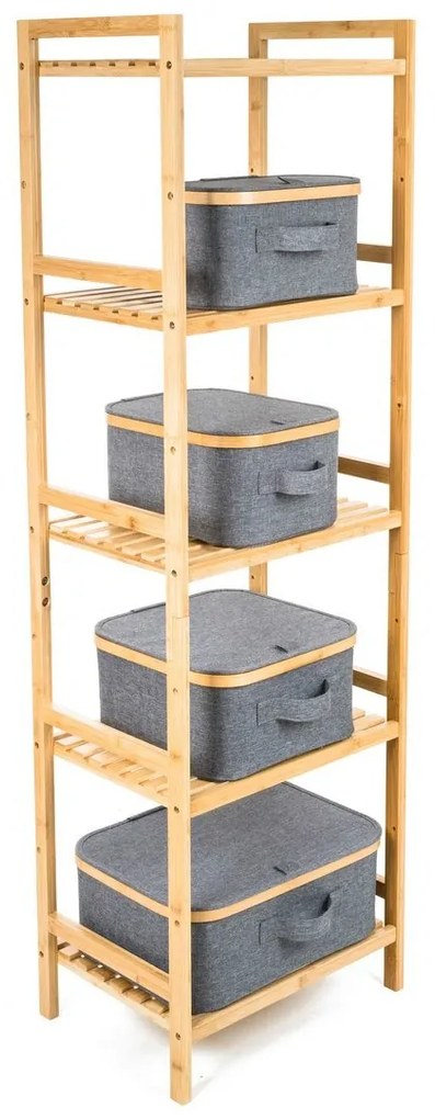 Úložný box G21 30 x 30 x 15 cm, bambusový s vekom, sivý