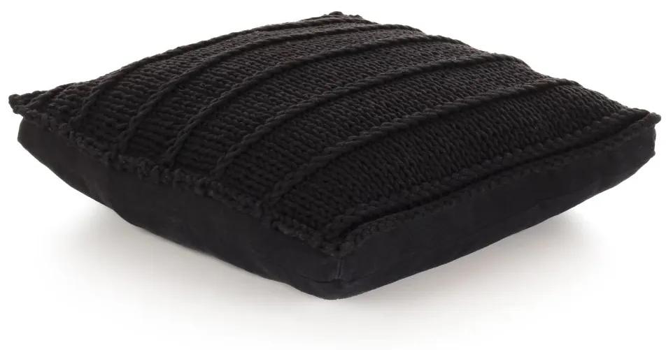 vidaXL Vankúš na podlahu čierny 60x60 cm bavlnený štvorcový pletený