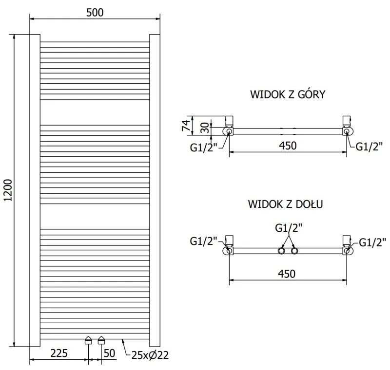 Mexen Mars, vykurovacie teleso 1200 x 500 mm, 528 W, čierna, W110-1200-500-00-70