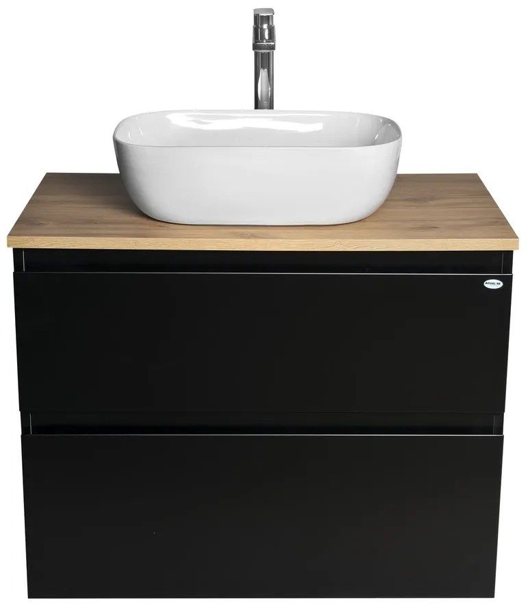 Aqualine Aqualine, ALTAIR skrinka s doskou 78,5 cm, čierna mat/dub emporio, AI680-01