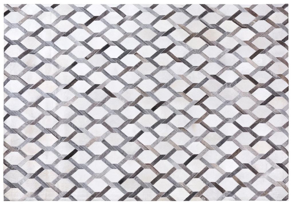 Kožený koberec 160 x 230 cm sivá/béžová AYDIN Beliani