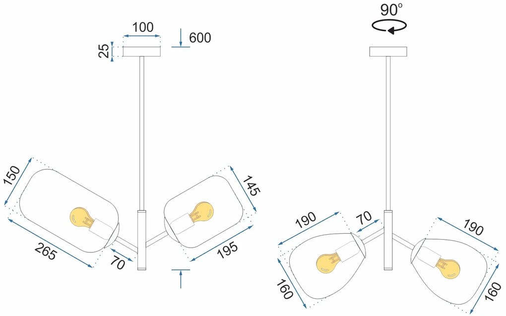 Toolight Toolight, Stropné svietidlo zo skla viacfarebné E14 60W APP436-4C, OSW-00565