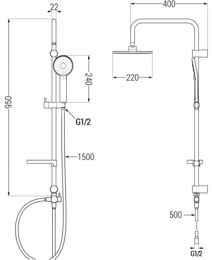 Zostava: Termostatická batéria SLIM + sprchová hlavica PG7 20OX