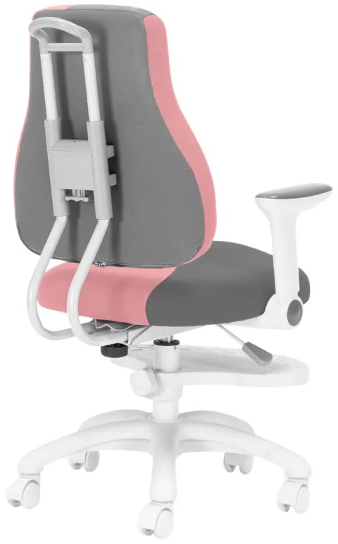 Detská rastúca stolička Neoseat KINDER WHITE PLUS — látka, šedá / svetlo ružová