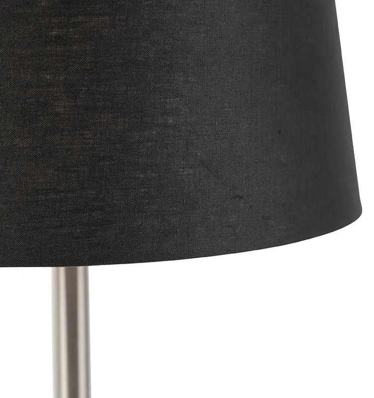 Moderná stolná lampa oceľ s čiernym tienidlom 35 cm - Simplo