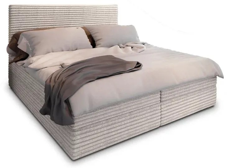 Čalúnená posteľ boxspring ISPIRA 140x200 cm krémová Matrac: Matrace Bonell pružinová