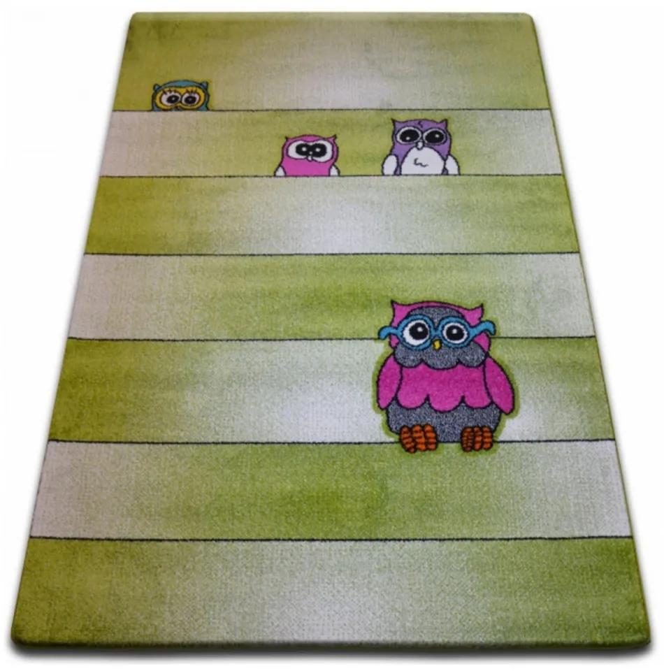 Detský kusový koberec Sovy zelený, Velikosti 120x170cm