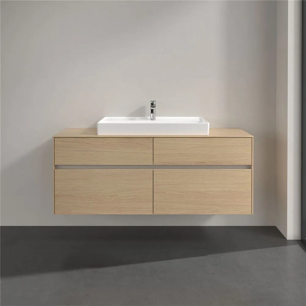 VILLEROY &amp; BOCH Collaro závesná skrinka pod umývadlo na dosku (umývadlo v strede), 4 zásuvky, 1400 x 500 x 548 mm, Nordic Oak, C08800VJ