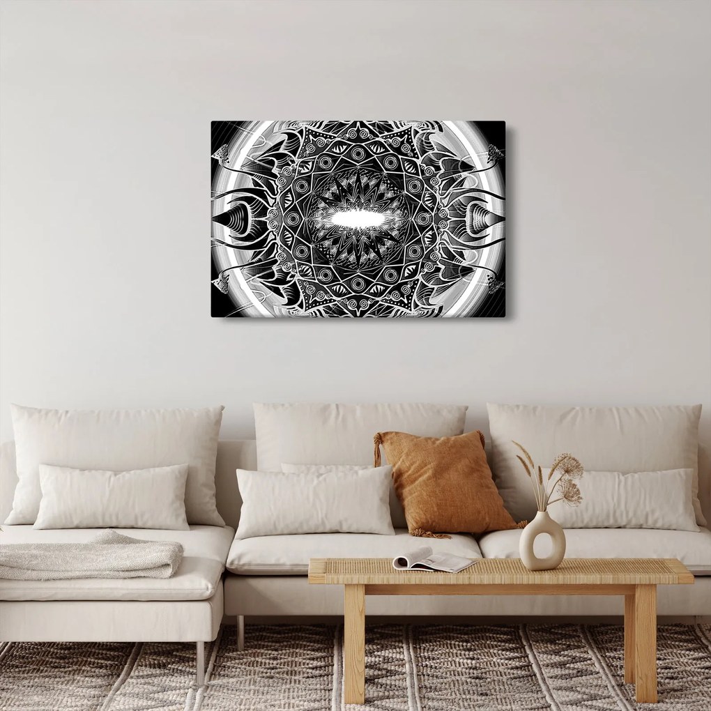 Obraz čiernobielych ornamentov (90x60 cm)