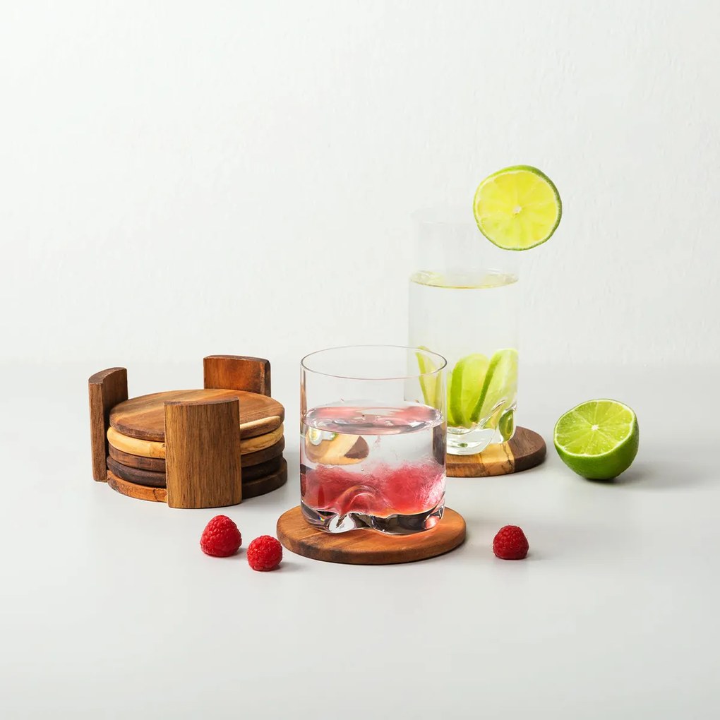 Podložky v stojane set 7ks ø 11,8 cm - FLOW Wooden - 593717