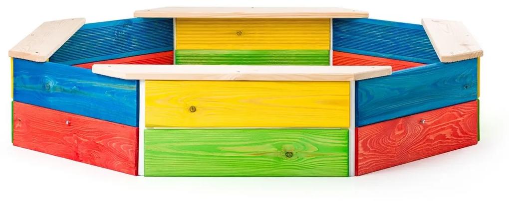 Woody Pieskovisko drevené farebné, 130 x 130 x 26 cm