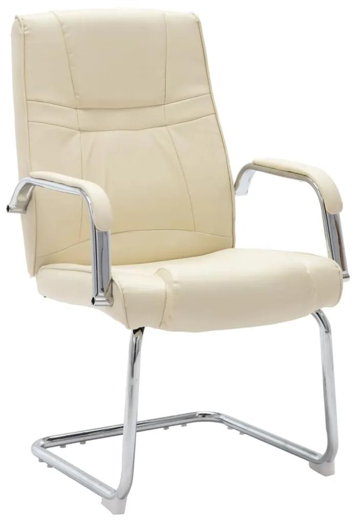 vidaXL Kancelárska stolička, perová kostra, krémová, umelá koža