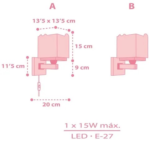 Dalber 63119S - Detské nástenné svietidlo JUNGLE 1xE27/15W/230V ružová