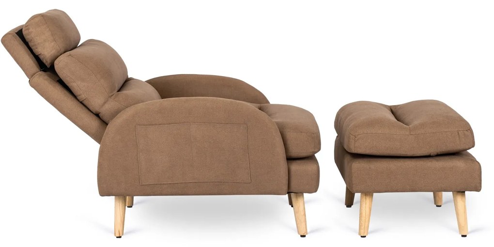 Polohovacie kreslo Henry s podnožkou hnedé