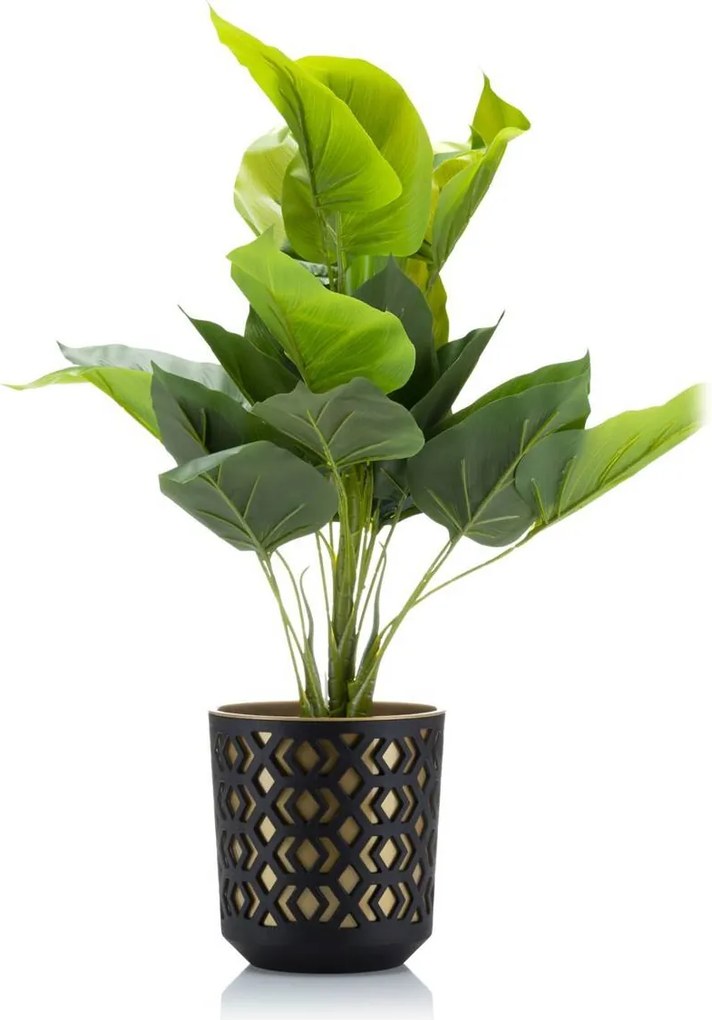 PLASTOVÝ KVETINÁČ ETNIC SADA 2KS 14,8X13,9 CM+20,1X19,5 CM ZLATÁ