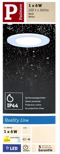 Paulmann 92061 - LED/6W IP44 Kúpeľňové podhľadové svietidlo QUALITY LINE 230V