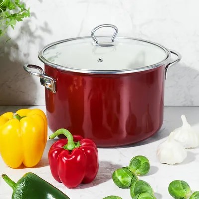Smaltovaný hrniec s pokrievkou OPTIMUM 2,6 l bordový