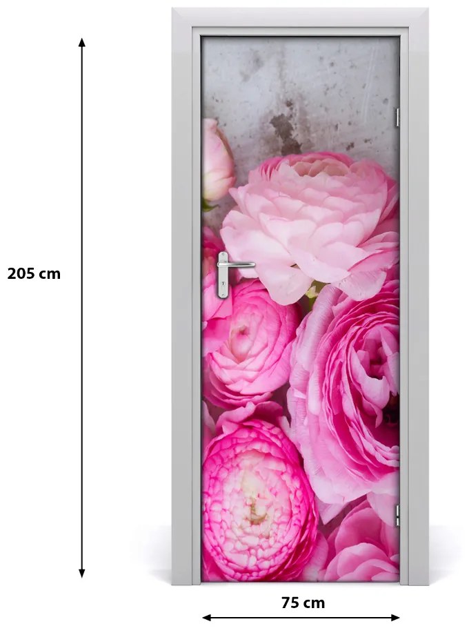 Fototapeta na dvere ružové kvety 75x205 cm