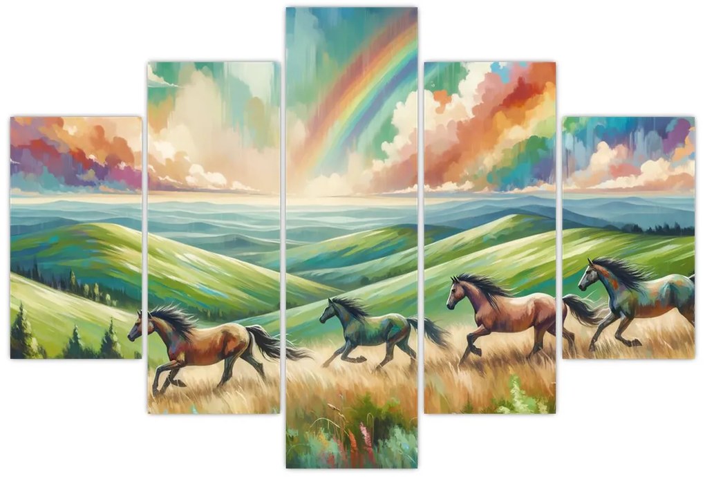 Obraz – Kone cválajúce krajinou (150x105 cm)