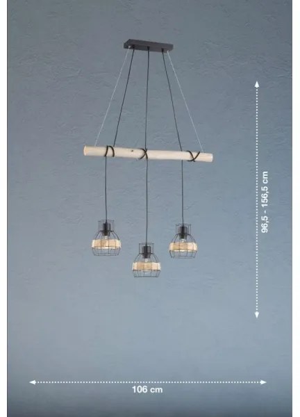 Fischer & Honsel 60798 - Luster na lanku STRAW 3xE27/40W/230V