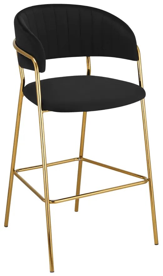 Dizajnová barová stolička, čierna Velvet látka/gold chróm zlatý, DASMIN TYP 2