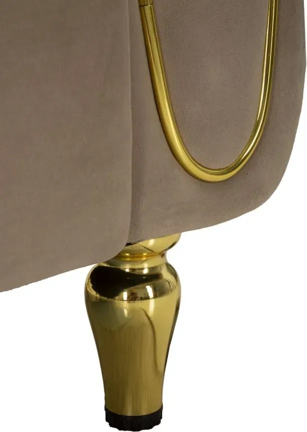 Dvojmiestna pohovka Alma 155 cm taupe/zlatá
