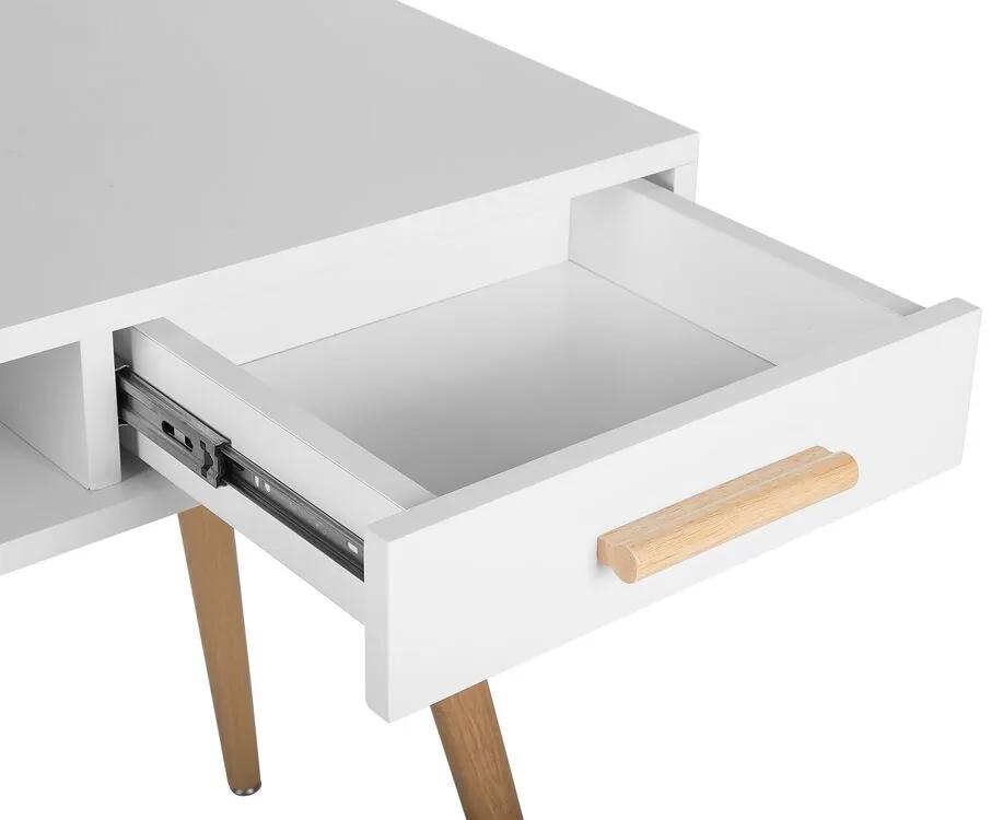Písací stôl/toaletný stolík s 2 zásuvkami 120 x 45 cm biela/prírodná FRISCO Beliani