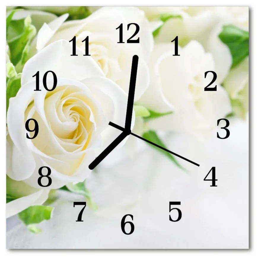 Nástenné sklenené hodiny Ruže 30x30 cm