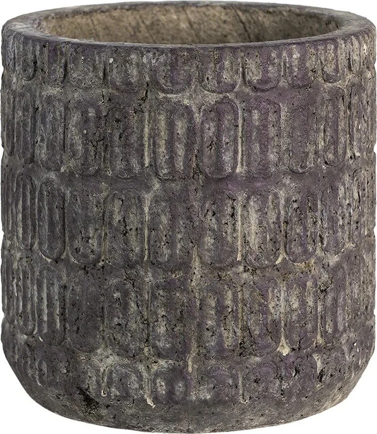 Fialový antik cementový obal na kvetináč se vzorom - Ø 20*20 cm