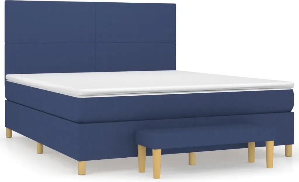 vidaXL Kontinentálna posteľ s matracom, modrá, látka, 180 x 200 cm
