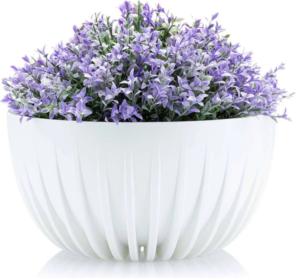 PLASTOVÝ KVETINÁČ STRIPPED ECO SADA 2KS 16X30 CM+15X24 CM BIELA