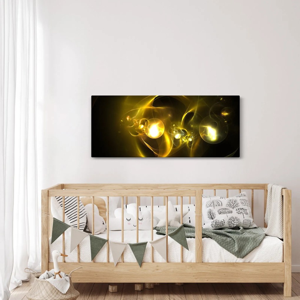 Abstraktný obraz žltých gulí (120x50 cm)