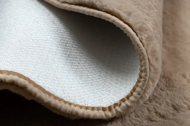 Protišmykový koberec POSH kruh Shaggy camel, béžový, plyš