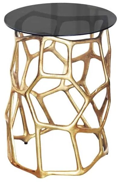 Kovový píručný stolík so sklenenou doskou Shape zlatý 50cm