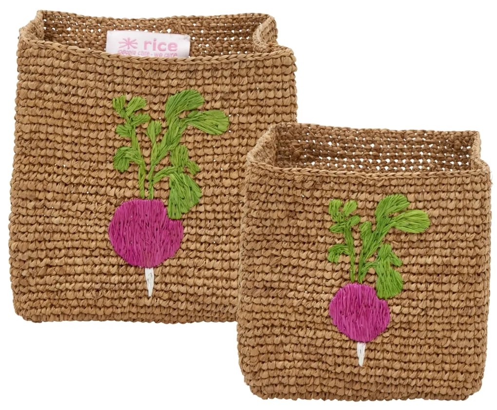 rice Úložný košík Raffia Square Tea Radish - set 2 ks