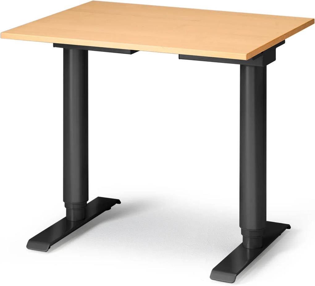 Kancelársky pracovný stôl Adeptus, nastaviteľný, 800x600 mm, buk/čierna