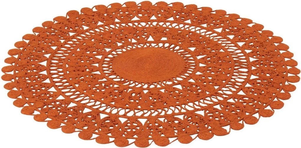 Oranžový okrúhly jutový koberec Oriental Mandal - Ø 120 cm