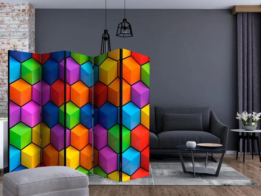 Paraván geometrické tvary vo farbe dúhy