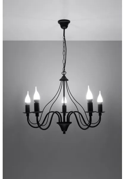 Luster na reťazi MINERWA 5 5xE14/40W/230V čierna