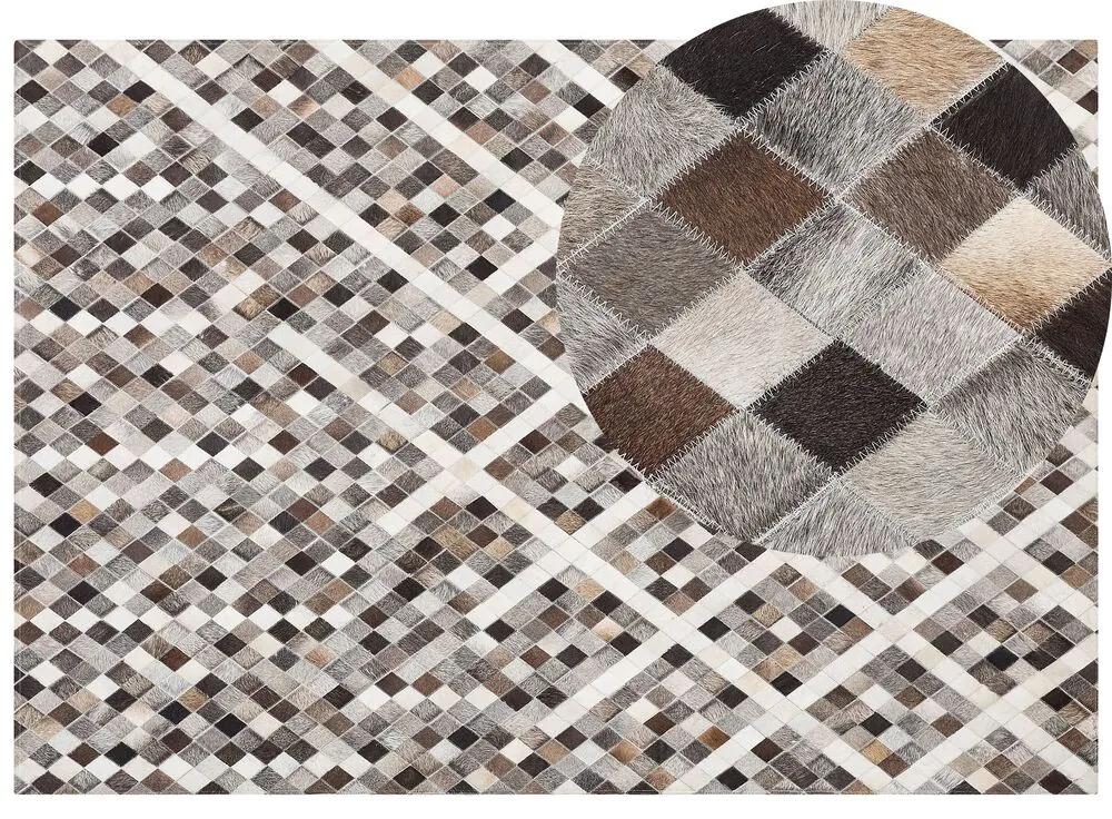 Kožený koberec 160 x 230 cm sivá/hnedá AKDERE Beliani